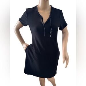 Calvin Klein Black Casual Dress with Drawstring